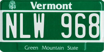 VT license plate NLW968