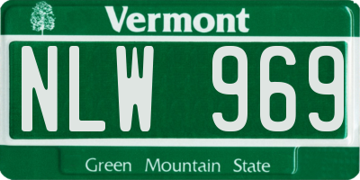 VT license plate NLW969