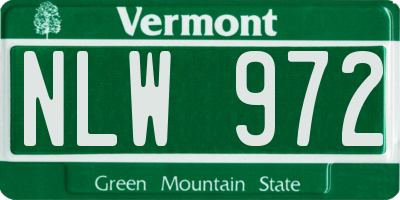 VT license plate NLW972