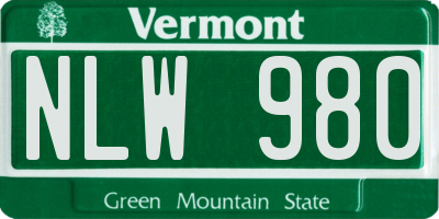 VT license plate NLW980