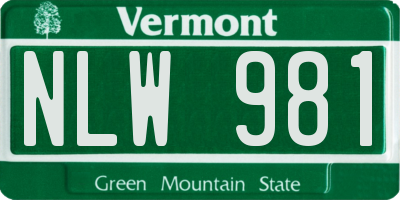 VT license plate NLW981