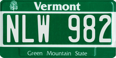 VT license plate NLW982