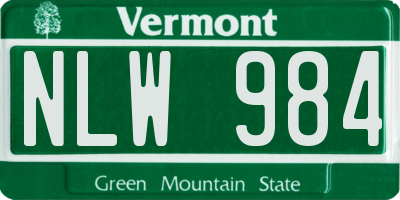 VT license plate NLW984