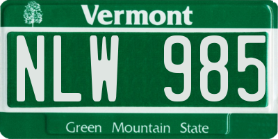 VT license plate NLW985