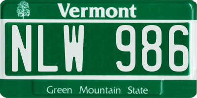 VT license plate NLW986