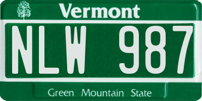 VT license plate NLW987