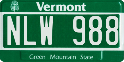 VT license plate NLW988