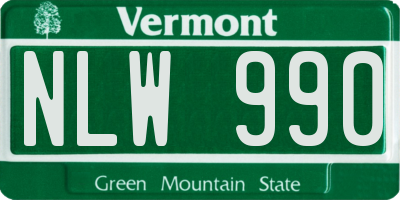 VT license plate NLW990