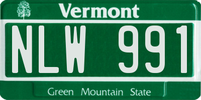 VT license plate NLW991