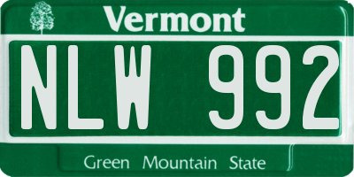 VT license plate NLW992