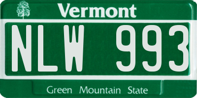 VT license plate NLW993