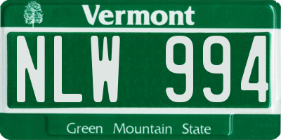 VT license plate NLW994