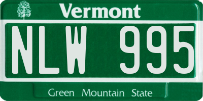 VT license plate NLW995