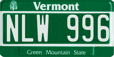 VT license plate NLW996