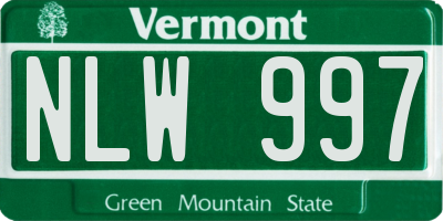 VT license plate NLW997
