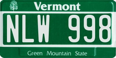 VT license plate NLW998