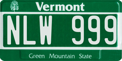 VT license plate NLW999
