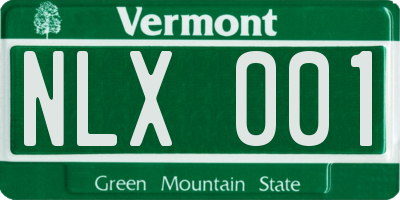 VT license plate NLX001