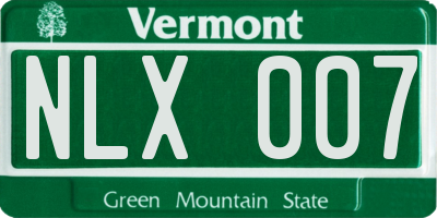 VT license plate NLX007