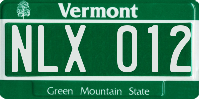 VT license plate NLX012