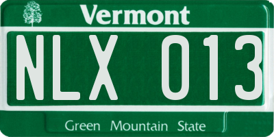 VT license plate NLX013