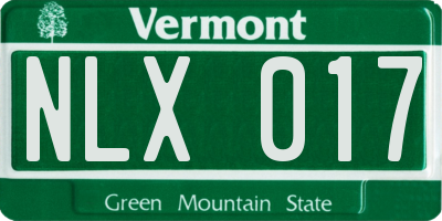 VT license plate NLX017