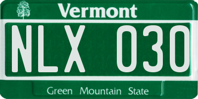 VT license plate NLX030