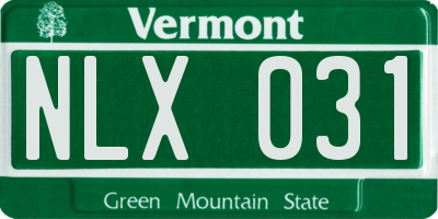 VT license plate NLX031