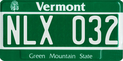 VT license plate NLX032