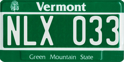 VT license plate NLX033