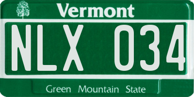 VT license plate NLX034