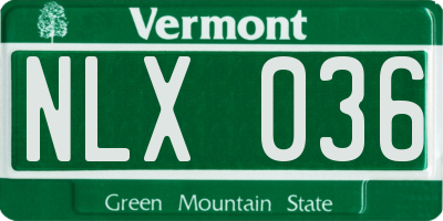 VT license plate NLX036