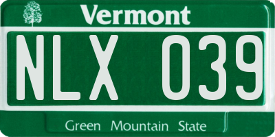 VT license plate NLX039