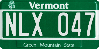 VT license plate NLX047
