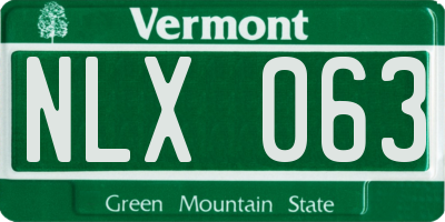 VT license plate NLX063