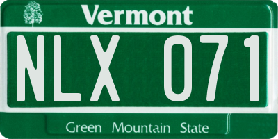 VT license plate NLX071