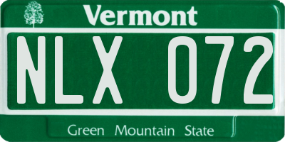 VT license plate NLX072
