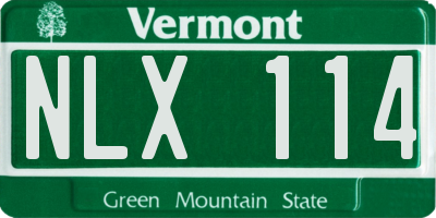 VT license plate NLX114