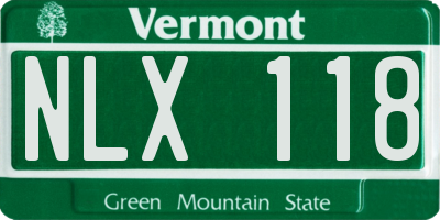 VT license plate NLX118