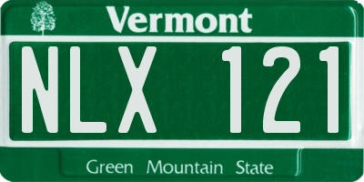 VT license plate NLX121