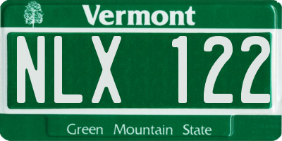 VT license plate NLX122
