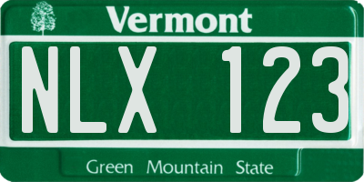 VT license plate NLX123