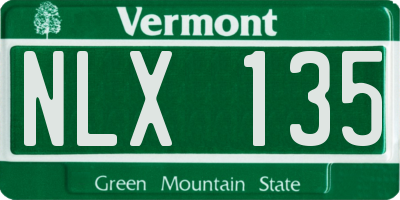 VT license plate NLX135