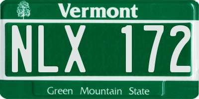 VT license plate NLX172
