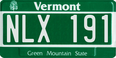 VT license plate NLX191