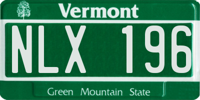 VT license plate NLX196