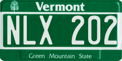 VT license plate NLX202