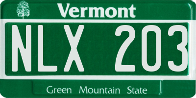 VT license plate NLX203