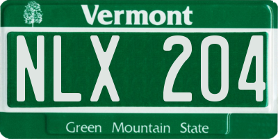 VT license plate NLX204