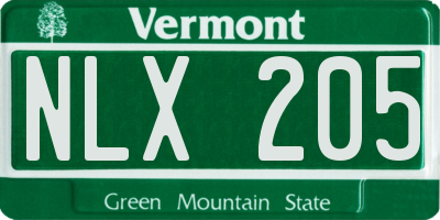 VT license plate NLX205
